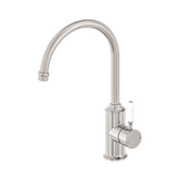 York Kitchen Nero Mixer Gooseneck Spout With White Porcelain Lever - Brushed Nickel