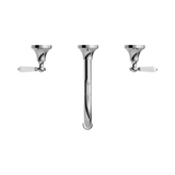 Nero York Wall Basin Set With White Porcelain Lever - Chrome