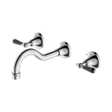 Nero York Wall Basin Set With Black Porcelain Lever - Chrome
