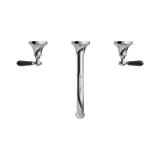 Nero York Wall Basin Set With Black Porcelain Lever - Chrome