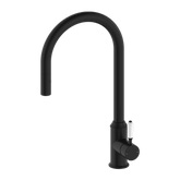Nero York Pull Out Sink Mixer With Vegie Spray Function With White Porcelain Lever Matte