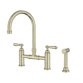 Nero York Bridge Kitchen Set With Hand Spray - Aged Brass