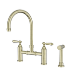 Nero York Bridge Kitchen Set With Hand Spray - Aged Brass