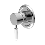 Nero York Shower Mixer With White Porcelain Lever - Chrome