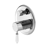 Nero York Shower Mixer With Diverter With White Porcelain Lever - Chrome