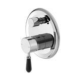 Nero York Shower Mixer With Diverter With Black Porcelain Lever - Chrome