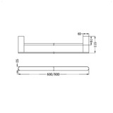 Nero Bianca Double Towel Rail 600Mm - Chrome