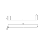 Nero Bianca Single Towel Rail 600Mm - Chrome