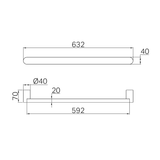 Nero Bianca 240V Single Heated Towel Rail - Matte Black