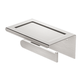 Bianca Nero Toilet Roll Holder With Shelf - Brushed Nickel
