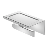 Bianca Nero Toilet Roll Holder With Shelf - Chrome