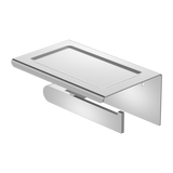 Bianca Nero Toilet Roll Holder With Shelf - Chrome