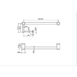 Mecca Care 25mm Nero Toilet Roll Rail 450mm - Brushed Nickel
