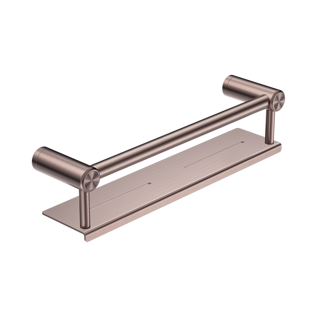 Nero Mecca Care 25mm Grab Rail With Shelf 450mm - Brushed Bronze