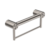 Mecca Care 32mm Grab Rail With Nero Towel Holder 300mm - Brushed Nickel