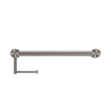 Mecca Care 32mm Nero Grab Rail With Nero Toilet Roll Holder 450mm - Brushed Nickel