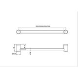 Mecca Care 32mm Nero Grab Rail 600mm - Brushed Gold