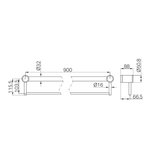 Mecca Care 32mm Grab Rail With Nero Towel Holder 900mm - Chrome