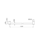 Mecca Care 32mm Nero Grab Rail 1200mm - Gun Metal