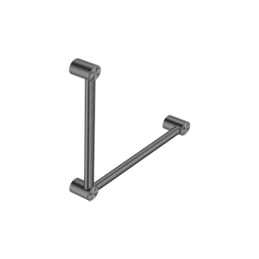 Nero Mecca Care 32mm Ambulant Toilet Grab Rail 90 Degree 450X450mm - Gun Metal