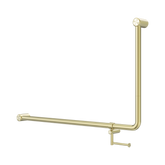 Nero Mecca Care 32mm Dda 90 Deg. Grab Rail 600mm C/W Toilet Roll Holder - Brushed Gold