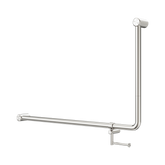 Nero Mecca Care 32mm Dda 90 Deg. Grab Rail 600mm C/W Toilet Roll Holder - Brushed Nickel