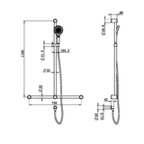 Nero Mecca Care 32Mm T Bar Grab Rail And Adjustable Shower Set 1100X750Mm - Chrome