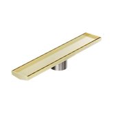 Nero Tile Insert V Channel 600X106Mm Floor Grate 90Mm Outlet - Brushed Gold