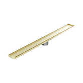 Nero Tile Insert V Channel 1200X106Mm Floor Grate 90Mm Outlet - Brushed Gold
