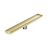 Nero Tile Insert V Channel 600X82Mm Floor Grate 50Mm Outlet - Brushed Gold