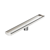 Nero Tile Insert V Channel 600X82Mm Floor Grate 50Mm Outlet - Brushed Nickel