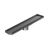 Nero Tile Insert V Channel 600X106Mm Floor Grate 80Mm Outlet - Gunmetal