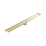 Nero Tile Insert V Channel 1200X106Mm Floor Grate 80Mm Outlet - Brushed Gold