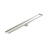 Nero Tile Insert V Channel 1200X106Mm Floor Grate 80Mm Outlet - Brushed Nickel