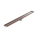 Nero Tile Insert V Channel 1200X106Mm Floor Grate 80Mm Outlet - Brushed Bronze