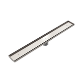 Nero Tile Insert V Channel 800X106Mm Floor Grate 90Mm Outlet - Brushed Nickel
