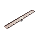 Nero Tile Insert V Channel 800X106Mm Floor Grate 80Mm Outlet - Brushed Bronze