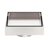 Nero 100Mm Square Tile Insert Floor Waste 50Mm Outlet - Brushed Nickel Nrfw006Bn