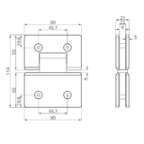 Nero 180 Degree Glass To Glass Shower Hinge 10Mm Glass - Brushed Bronze