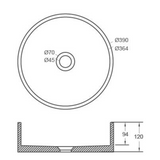 Perugia Concrete BNK Basin 390 X 390 X 120mm - White Sandstone