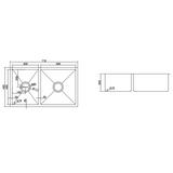 Uptown 1 & 3/4 Bowl Interchange Sink 775 X 450 X 200 - Radius Corner