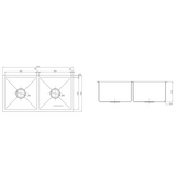 Uptown Double Bowl Interchange Sink 875 X 450 X 200 - Radius Corner