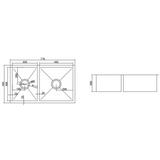 Uptown 1 & 3/4 Bowl Interchange Sink 775 X 450 X 200 - Square Corner