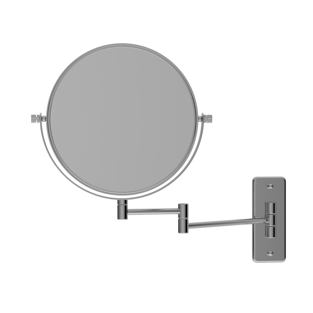 Thermogroup 1 & 5x Magnification Chrome Wall Mounted Shaving Mirror, 200mm Diameter - Chrome