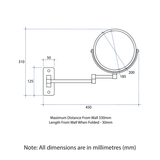 1 & 5x Magnification Chrome Wall Mounted Thermogroup Shaving Thermogroup Mirror, 200mm Diameter - Chrome