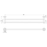Radii Stainless Steel Double Phoenix Towel Rail Round Plate 800mm