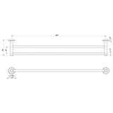 Radii Double Phoenix Towel Rail 800Mm Round Plate - Chrome