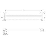 Radii Double Phoenix Towel Rail 600mm Round Plate - Chrome