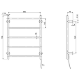 Radii Heated Phoenix Towel Ladder 550 X740Mm Round Plate - Chrome