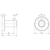 Phoenix Radii Robe Hook Round Plate - Brushed Carbon